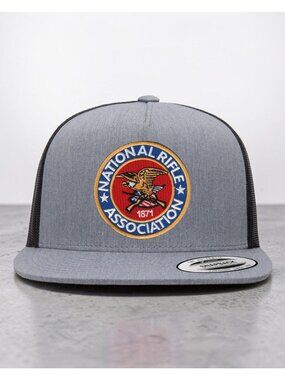 NRA Rifle Association YP Classics 6006 Flat Bill Trucker Mesh Snapback grey/blk